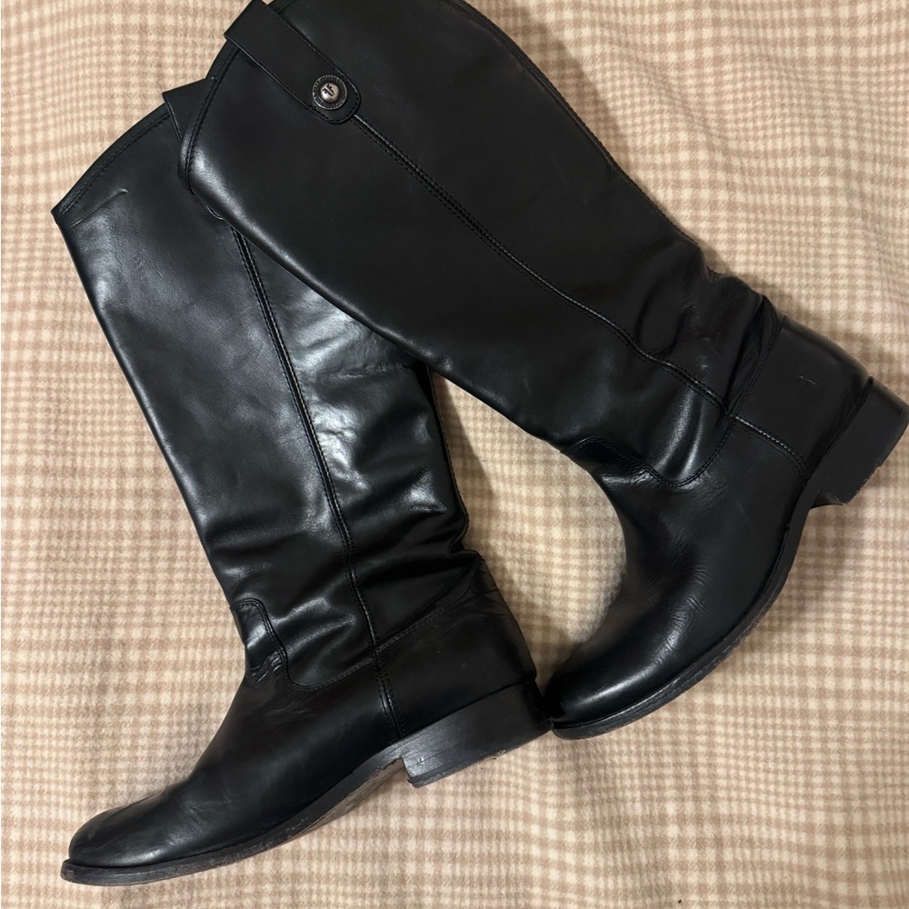 Frye Boots Black Leather Knee-High